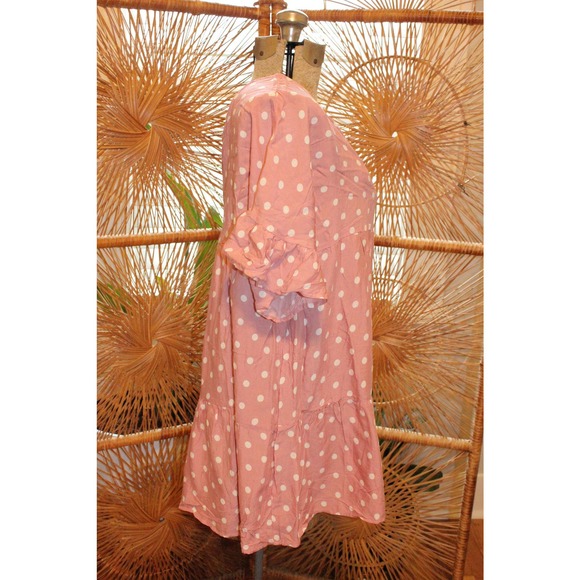 XL,POLKA DOT Blouse,pink polka dot shirt,women polka dot blouse - Picture 2 of 10